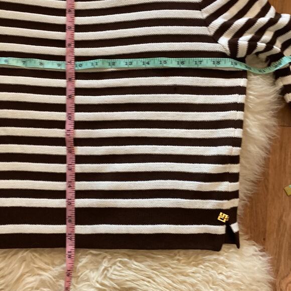 St. John Sport Women’s Brown & White Striped Cropped Knit Sweater Sz Sm - Picture 11 of 12